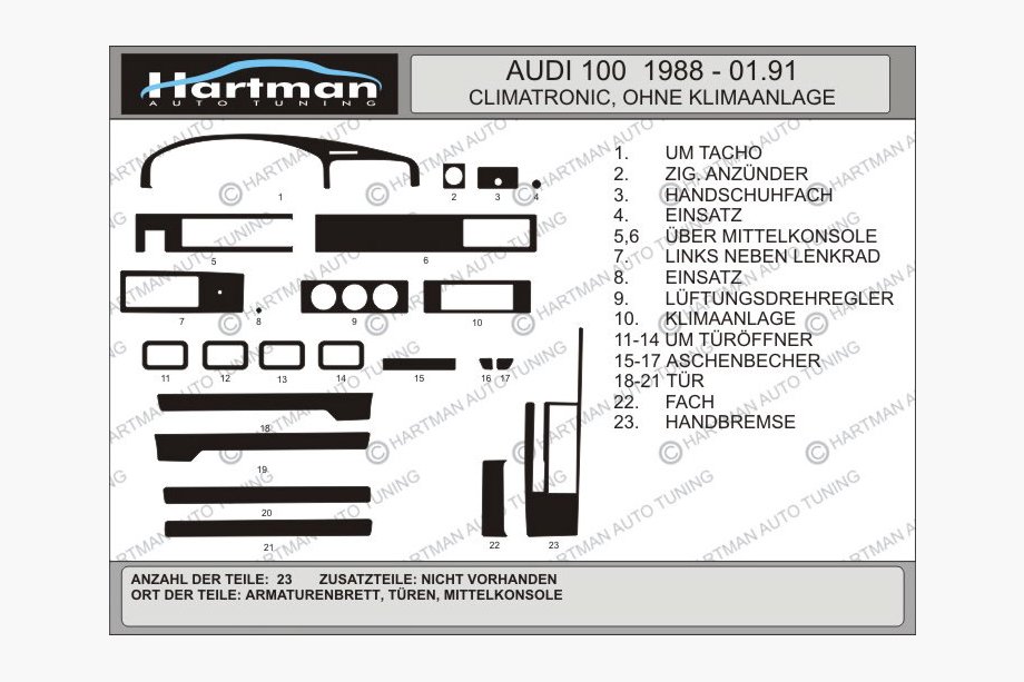 Audi 100 C3 1988–1991 Instrumentpanelslister (Hartman) Image