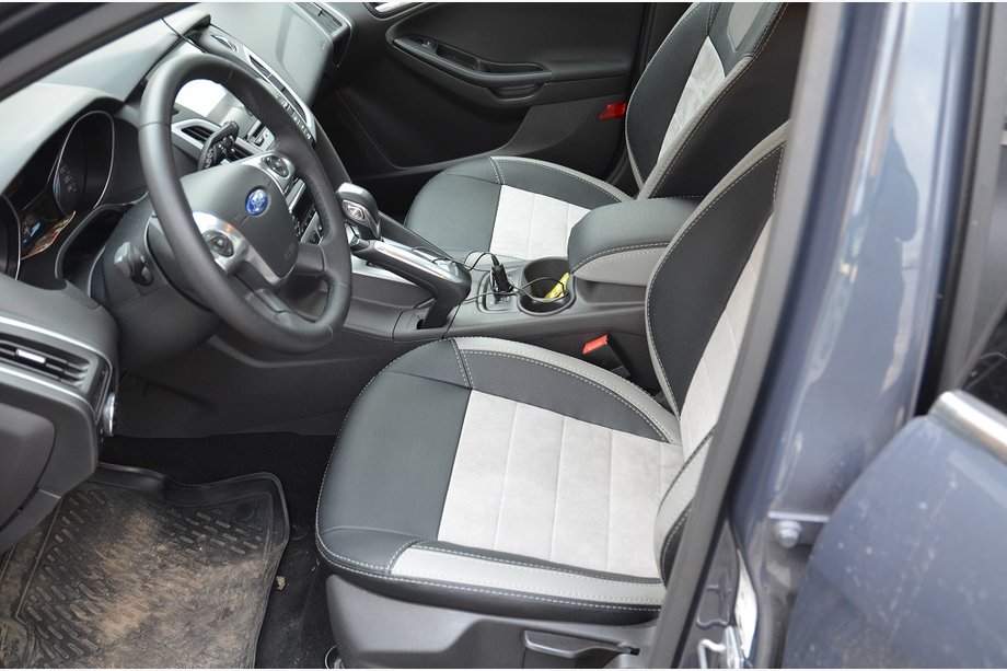 Ford Focus III 2011–2017 Modellanpassade sätesöverdrag i ekoläder Brothers Leather Style Image