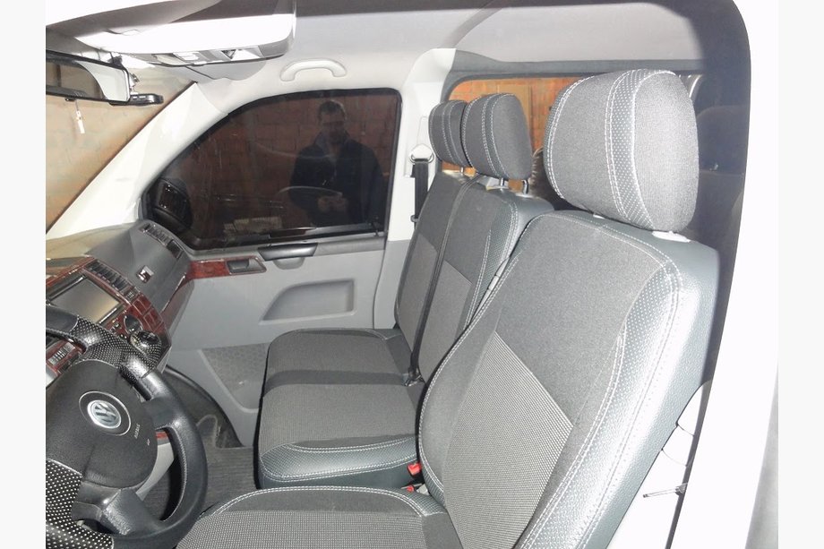 Volkswagen T5 2010–2015 Sätesöverdrag (konstläder↗tyg, Premium) Fram (2+1) Foto 2