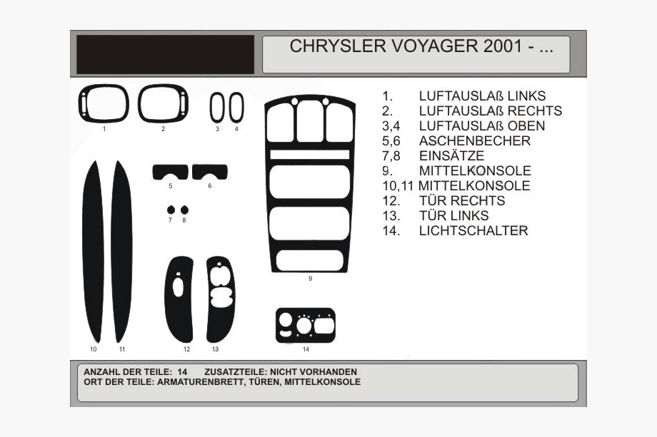 Chrysler Voyager 2001–2007 Instrumentpanelinlägg i trälook (2001↗) Aluminium Image