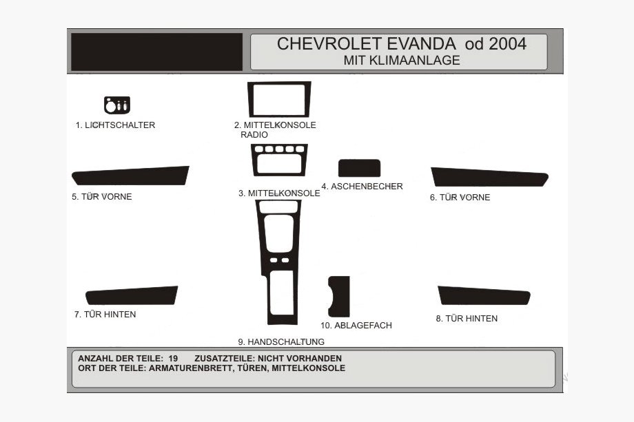 Chevrolet Evanda 2000–2006 Instrumentpanelslister (Hartman) Aluminium Image