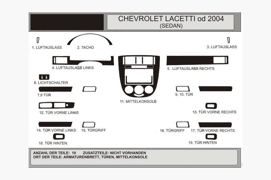 Chevrolet Lacetti 2003–2024 Instrumentpanelöverdrag Sedan (Hartman) Image