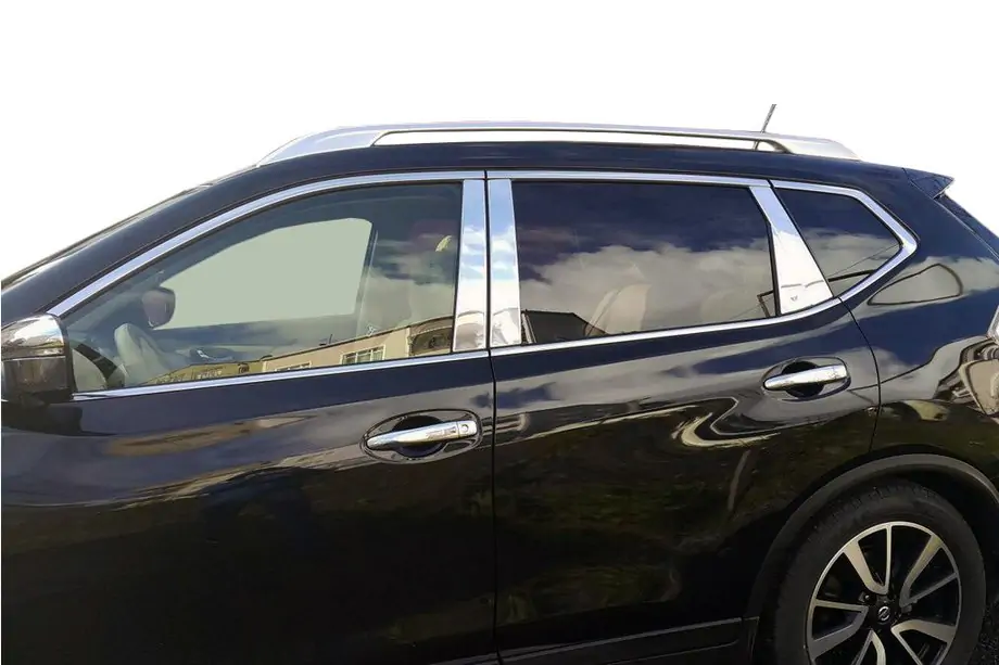 Nissan X-trail T32/Rogue 2014–2021 Kromade stolptäckningar (rostfritt stål) Image