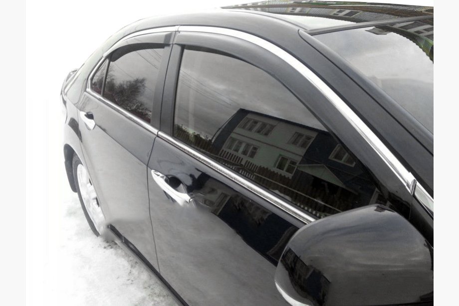 Volkswagen Passat B7 2012–2015 Vindavvisare för fönster med kromlist (4 st, Taiwan) Image