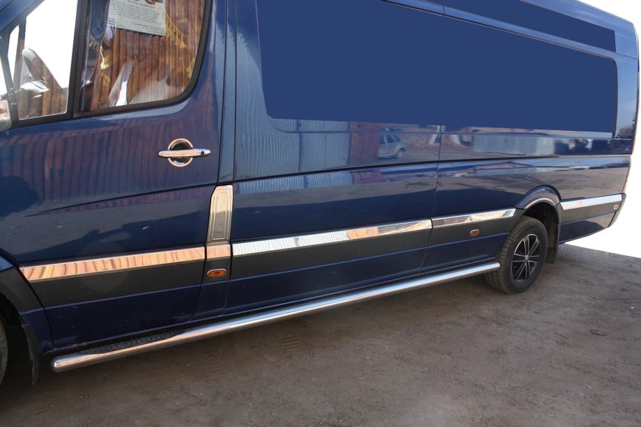Mercedes Sprinter W906 2006–2018 Dörrlister (rostfritt stål) ExtraLong. Carmos - turkiskt stål Image