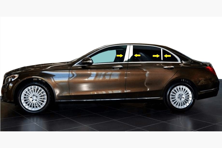 Mercedes C-class W205 2014–2021 Dörrstolpslist (rostfritt stål) Image