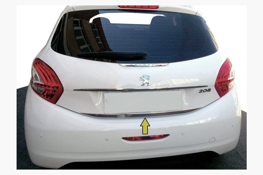 Peugeot 208 2012–2019 Kromlist till baklucka (rostfritt stål) Image