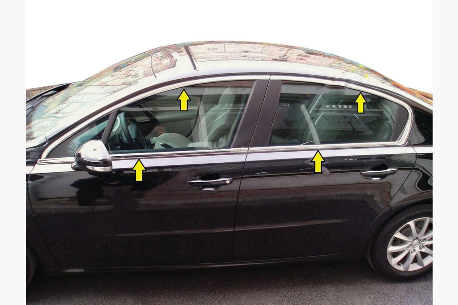 Peugeot 508 2010–2018 Komplett fönsterlist-set (Sedan, rostfritt) Image
