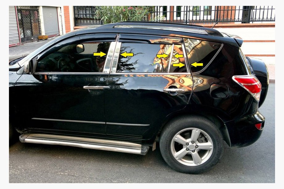 Toyota Rav 4 2006–2013 Dörrstolpslist (rostfritt stål) Image