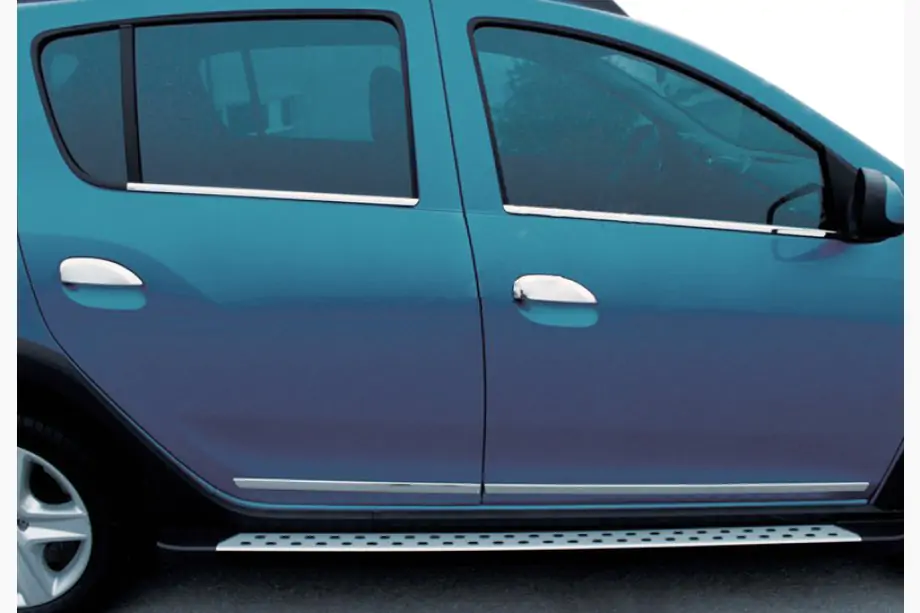 Dacia Sandero 2013–2020 Dörrhandtagskåpor (4 st, rostfritt stål) Carmos - turkiskt stål Image