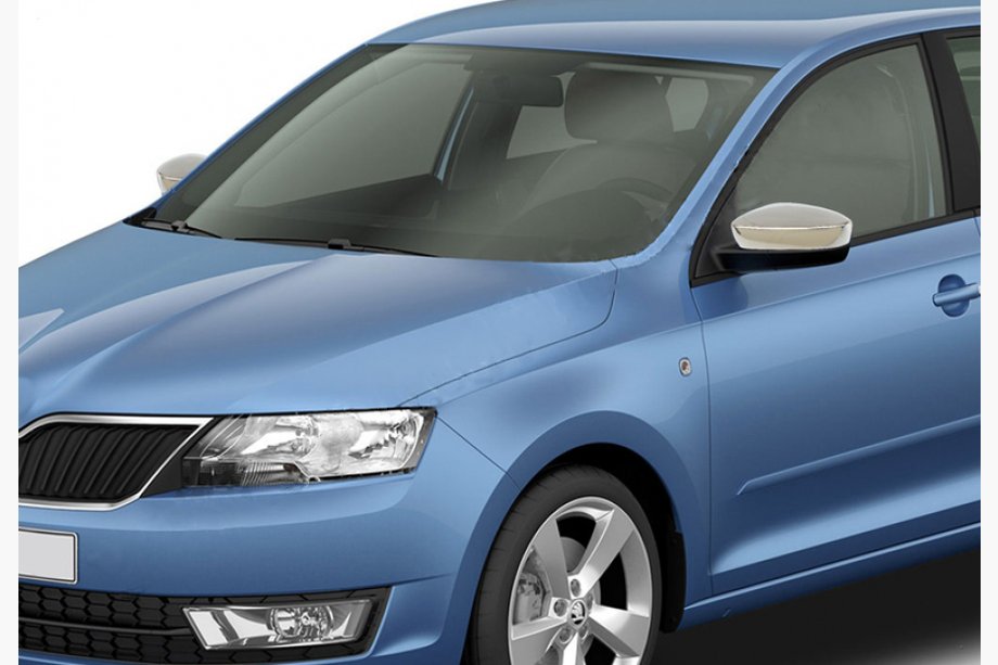 Skoda Rapid 2012–2019 Spegelskal utan urtag för blinkers (2 st, rostfritt stål) Image