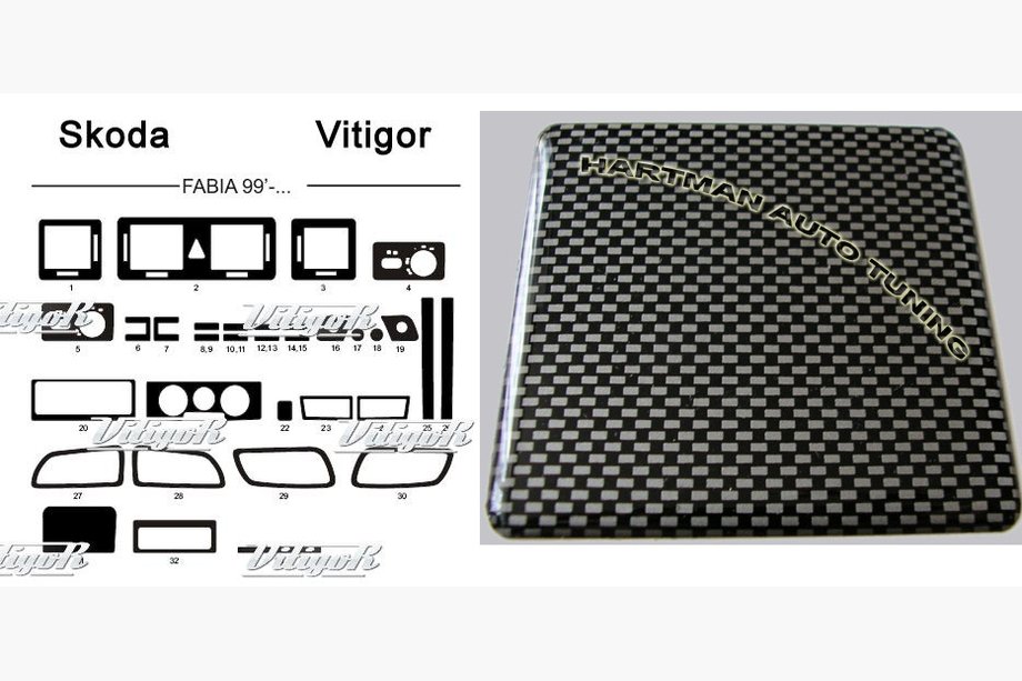 Skoda Fabia 2000–2007 Rea!!! Instrumentpanelsöverdrag (kolfiberlook) Image