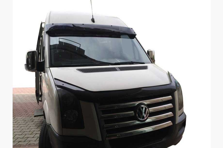 Volkswagen Crafter 2006–2016 Vindrutesolskärm på ram V1 (svart högglans, 5 mm) Image