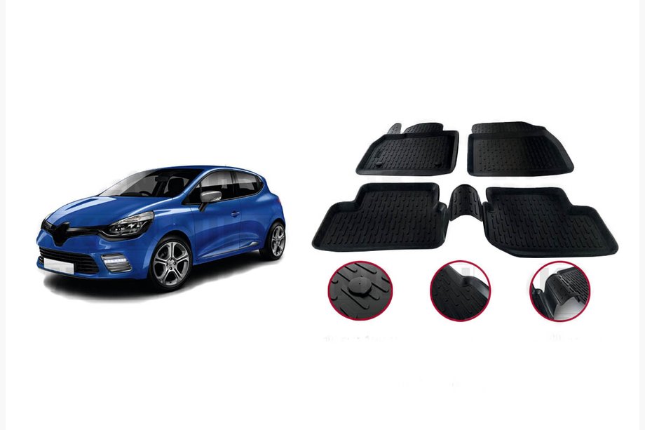 Renault Clio IV 2012–2019 Gummimattor till kupén (4 st, Niken 3D) Image