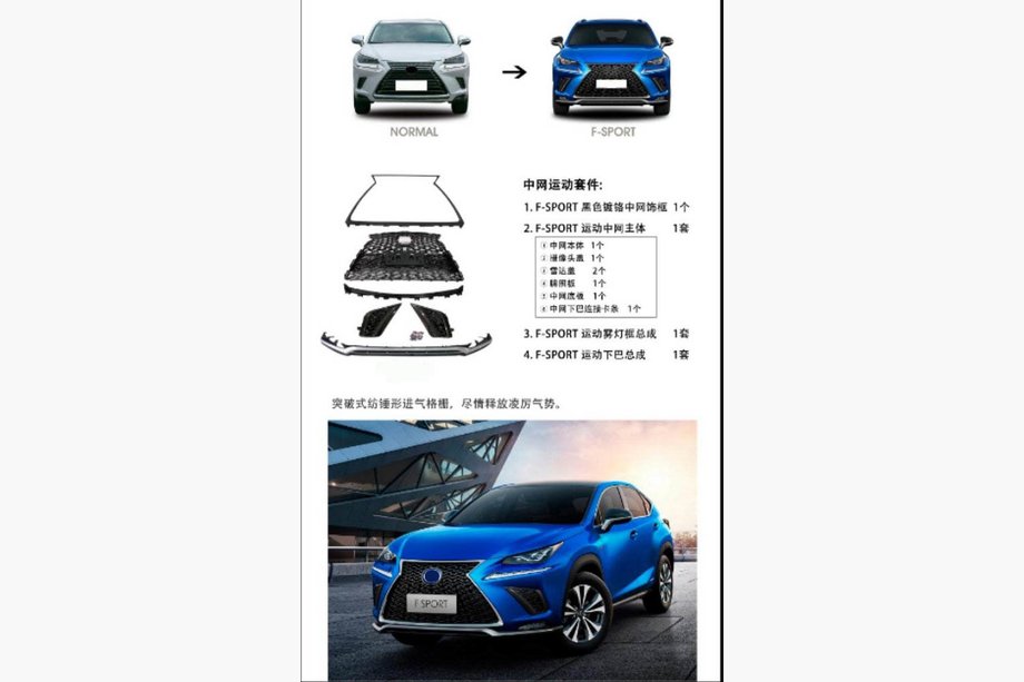 Lexus NX 2014–2021 Främre grill med nedre läpp F-Sport (2018+) Image