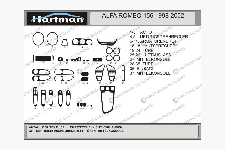 Alfa Romeo 156 1997–2007 Instrumentpanelslister (Hartman) Image