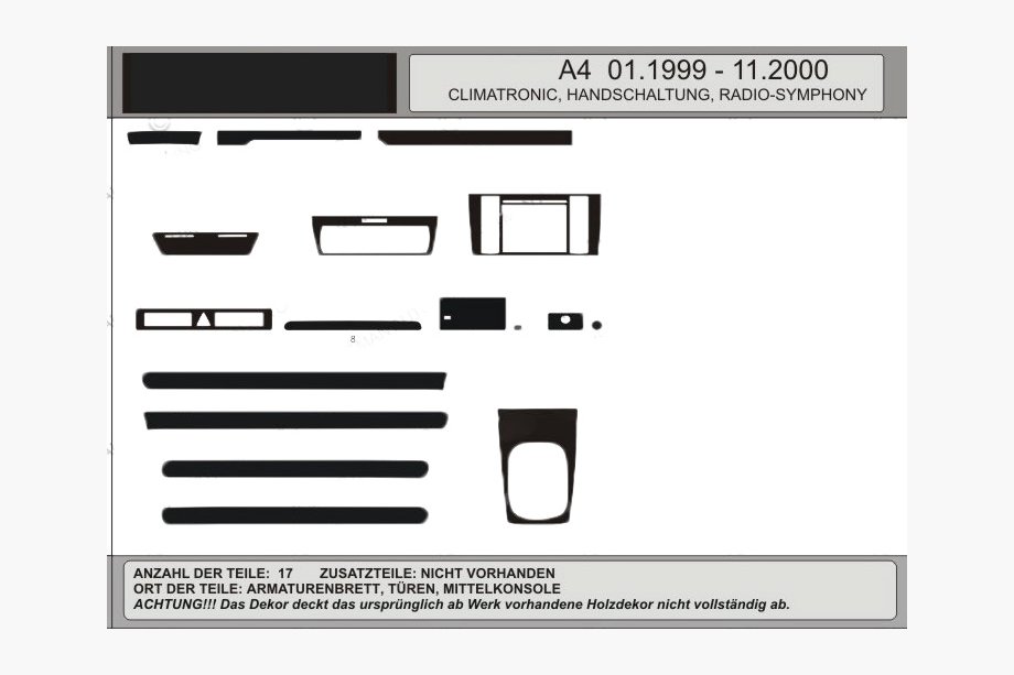 Audi A4 B5 1994–2001 Kampanj! Instrumentpanelslister i trälook (1999-2001) Image