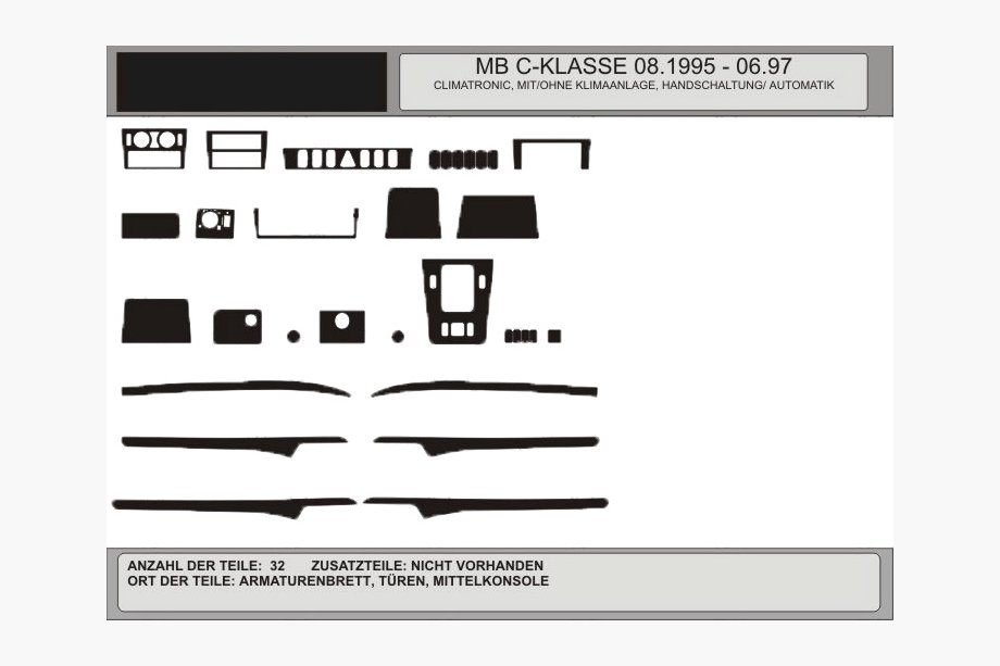 Mercedes C-class W202 1993–2001 KAMPANJ! Instrumentpanelsinlägg i trälook (1995-1997) Image