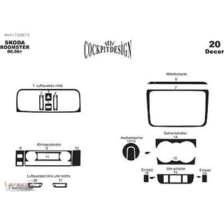 Instrumentpanelslister (Meric) Skoda Roomster 2006–2015 foto 4