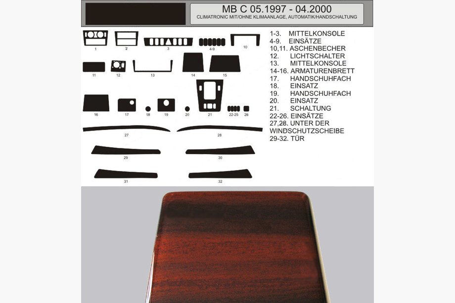Mercedes C-class W202 1993–2001 KAMPANJ! Instrumentpaneldekor i trälook (1997-2000) Image
