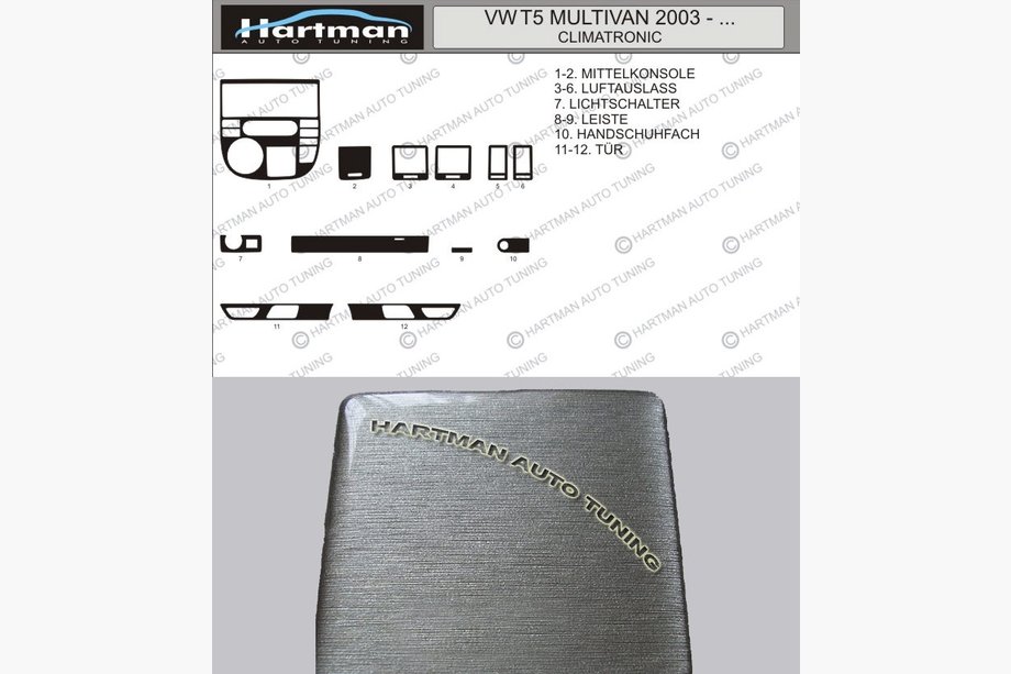 Volkswagen T5 Multivan 2003–2010 KAMPANJ! Instrumentpanelinlägg i aluminiumlook Image