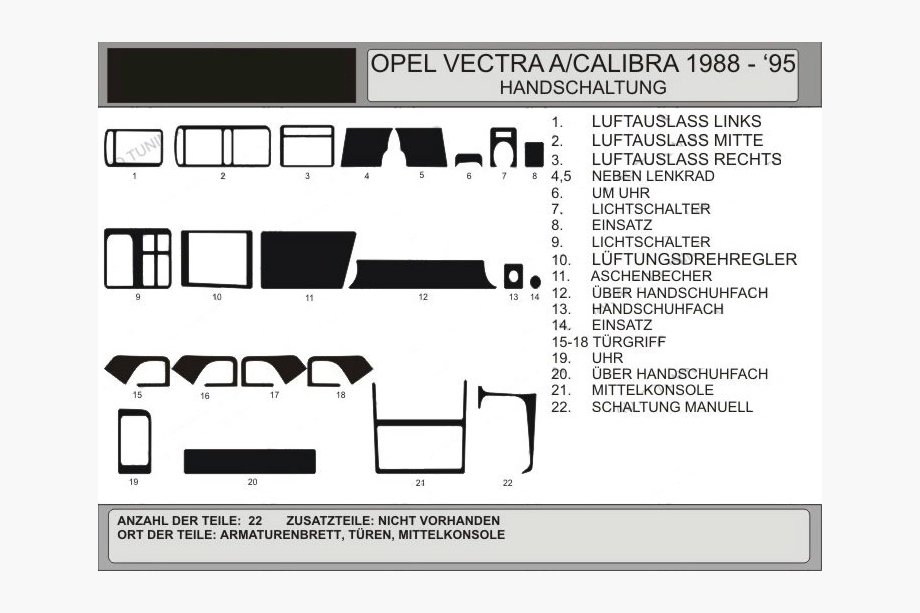 Opel Vectra A 1987–1995 Instrumentpanelslister (Hartman) Image
