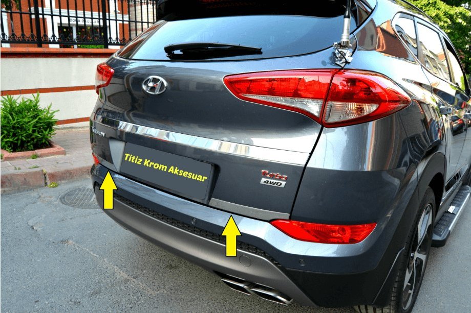 Hyundai Tucson TL 2016–2021 Kromlist för bakluckans kant (2 delar, rostfritt stål) Image