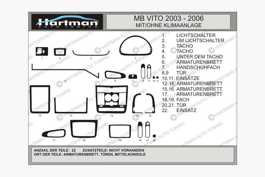 Mercedes Vito W639 2004–2014 Kampanj!!! Panelinlägg (HARTMANN) i träimitation Image