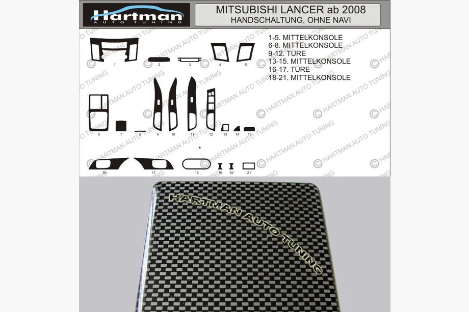 Mitsubishi Lancer X 2008– KAMPANJ! Instrumentpanelsöverdrag i kolfiberlook Image