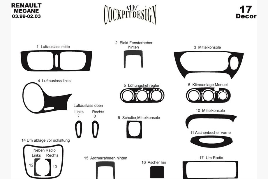 Renault Megane I 1996–2004 Instrumentpanelöverlägg 1999-2003 (Meric, Turkiet) Foto 5