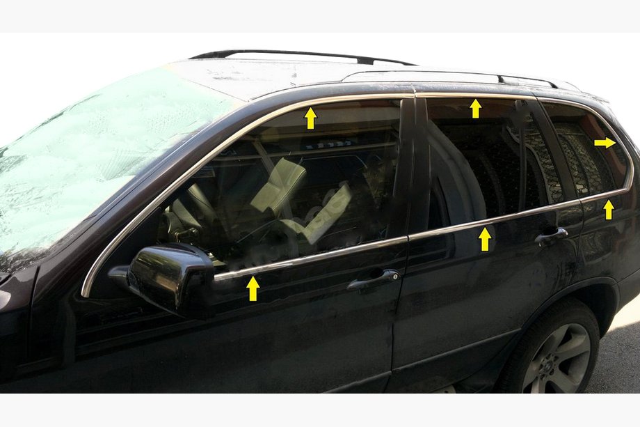 BMW X5 E53 1999–2006 Komplett fönsterlistset (12 st, rostfritt stål) Image