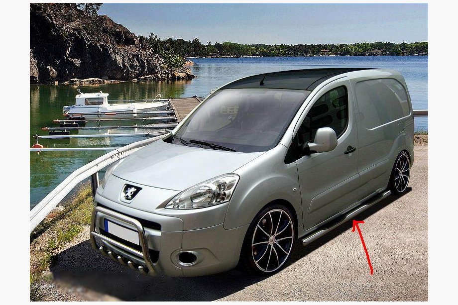 Citroen Berlingo 2008–2018 Sidorör (2 st, rostfritt) 70 mm, med plaststeg Image