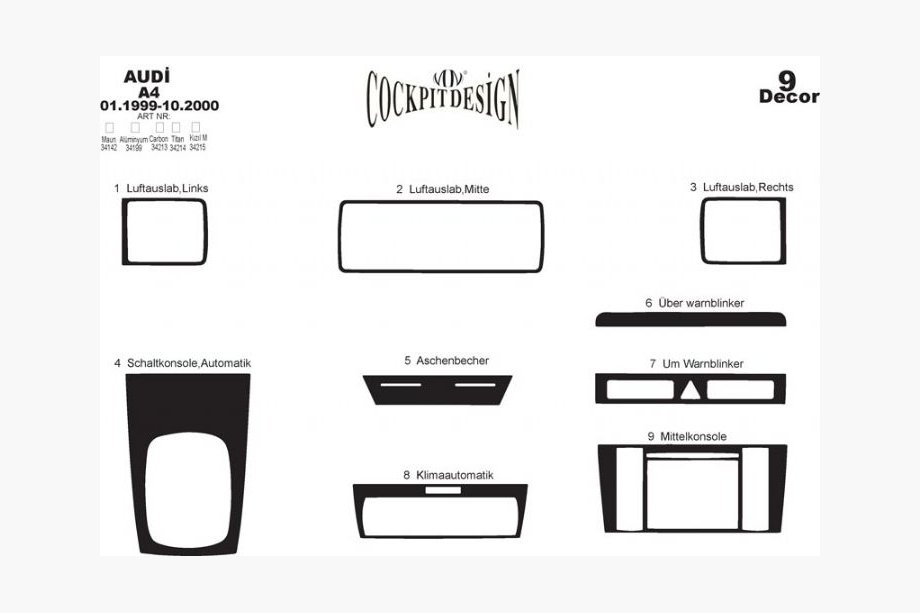 Audi A4 B5 1994–2001 Instrumentpanelöverdrag (1999-2000) Foto 4
