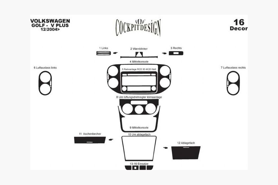 Volkswagen Golf Plus 2004–2014 Instrumentpanelskydd Foto 7