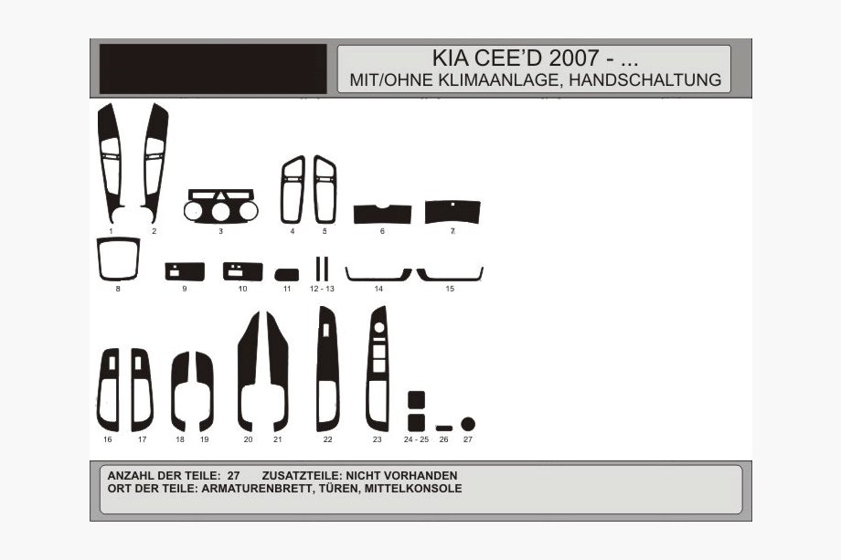 Kia Ceed 2007–2012 Instrumentpanelskydd Aluminium Image