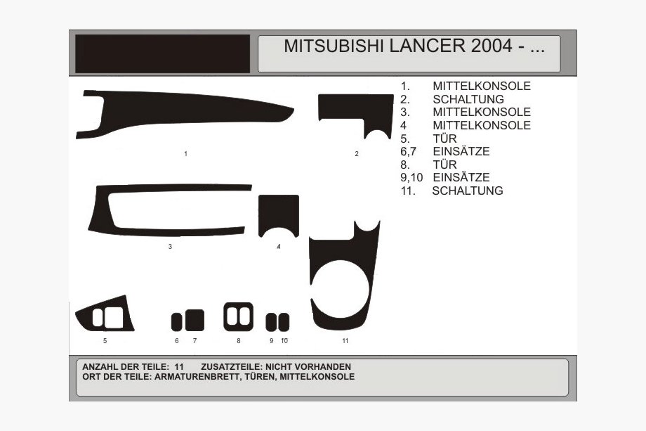 Mitsubishi Lancer 9 2004–2008 Instrumentpanelslister (Hartman) Image