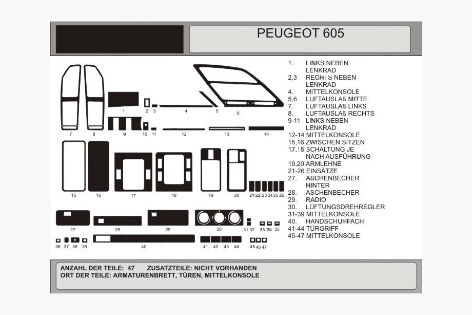 Peugeot 605 1989–1999 Instrumentpanelskydd Image