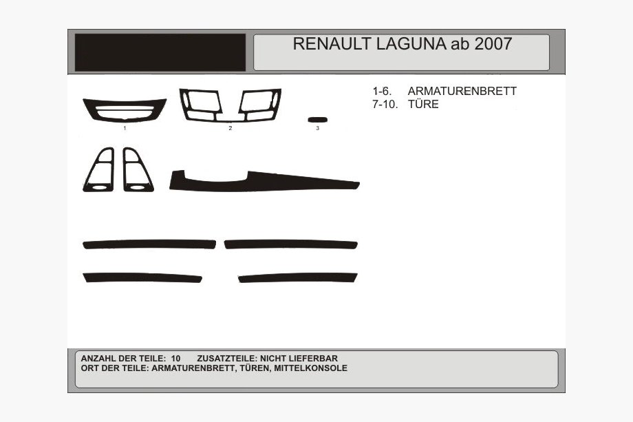 Renault Laguna 2007–2015 Instrumentpanelinlägg (Hartman, Polen) Aluminium Image
