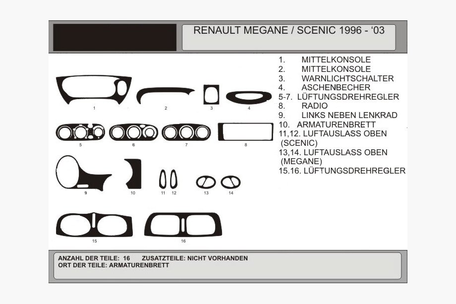 Renault Megane I 1996–2004 Instrumentpanelöverdrag 1996-2003 (Hartman, Polen) Image