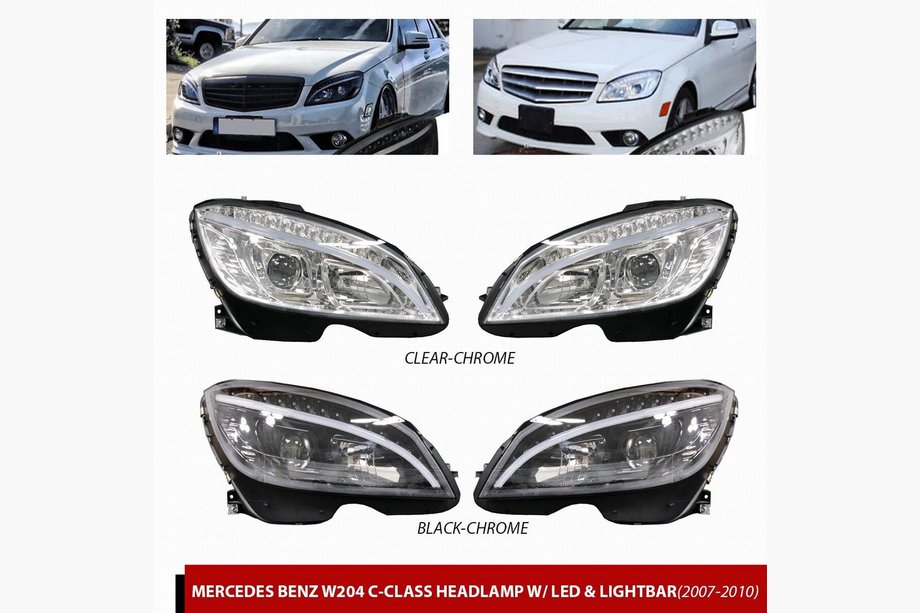 Mercedes C-klass W204 2007–2015 LED strålkastare fram (2007-2011, 2 st) Svart Image