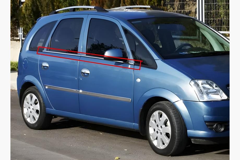 Opel Meriva 2002–2010 Yttre fönsterlister (4 st, rostfritt stål) Foto 1