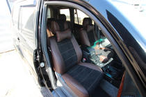 Toyota Land Cruiser Prado 120 2002–2009 Sätesöverdrag konstläder + tyg + Alcantara Antara A088 (komplett kupé) foto 3