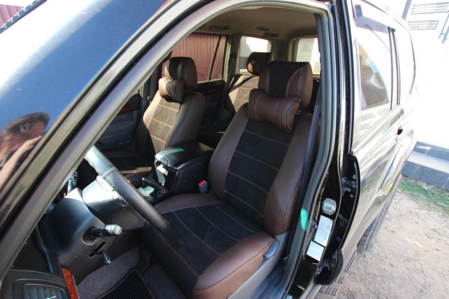Toyota Land Cruiser Prado 120 2002–2009 Sätesöverdrag konstläder + tyg + Alcantara Antara A088 (komplett kupé) Image
