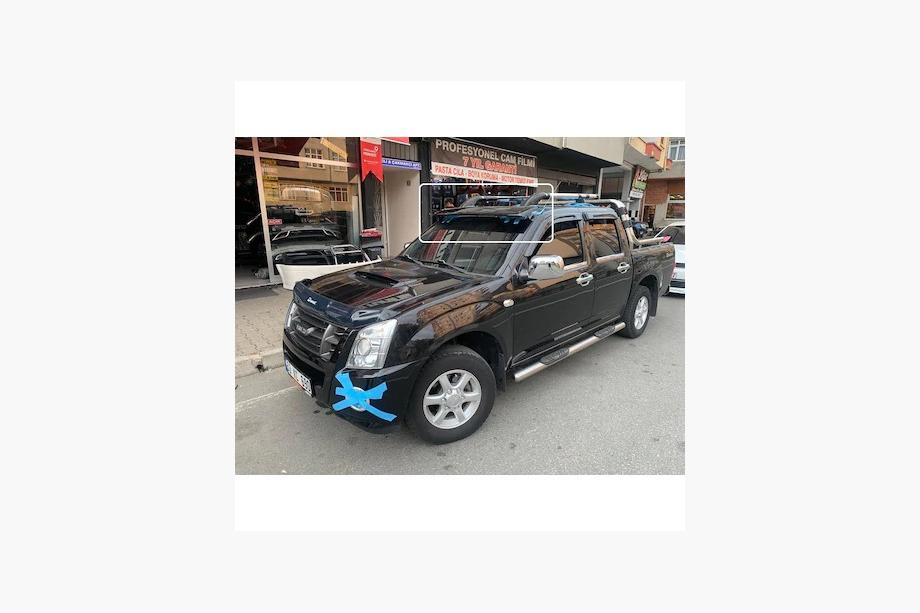 Isuzu D-Max 2011–2019 Vindrutesolskärm på ram V1 (svart högglans, 5 mm) Image