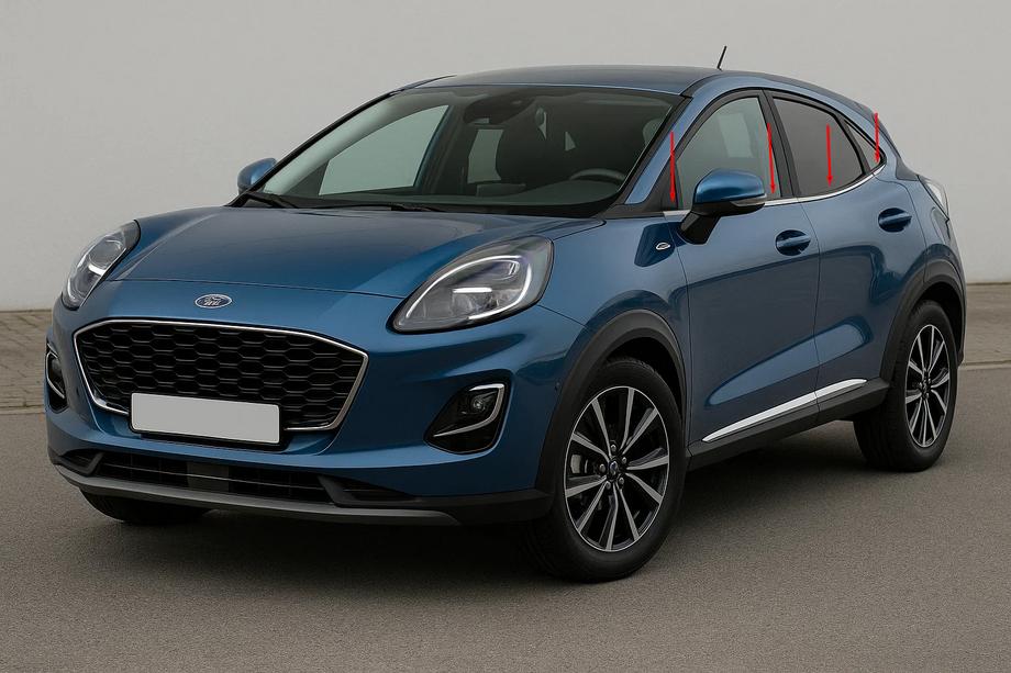 Ford Puma 2019– Nedre kromlister för fönster (8 st, rostfritt stål) Image