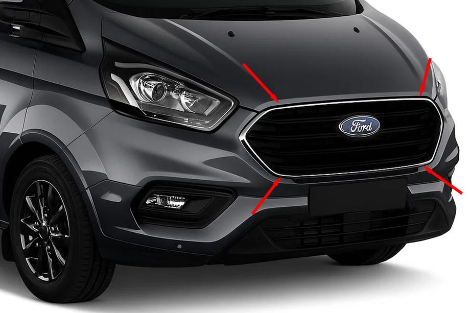 Ford Custom 2013–2022 Grillkantlist 2018+ (4 st, rostfritt stål) Image