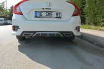 Honda Civic Sedan X 2016–2021 Diffusor till bakre stötfångare (Meliset, i färg) foto 2