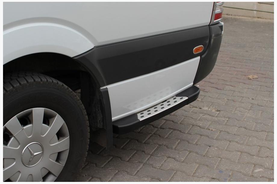 Mercedes Sprinter W901/902/903/904/905 1995–2006 DOT-Line sidosteg bakom hjulet (2 st, aluminium) Lång hjulbas Image