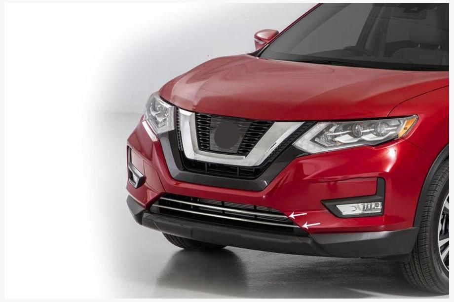 Nissan X-trail T32/Rogue 2014–2021 Rostfria kromlister för stötfångargrill (2017-2021, 2 st) Image