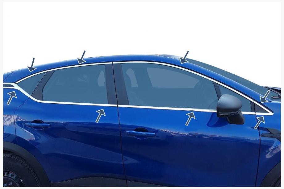 Renault Captur 2019– Komplett set fönsterlister (16 st, rostfritt stål) Image